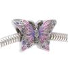 Beadaholique 2-Sided Pink and Purple Butterfly Large Hole Bead, Fits Pandora, Silver Tone