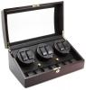 Diplomat Ebony Wood Six Watch Winder with Black Leather Interior and 4 Program Settings