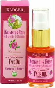 Badger - Face Oil Damascus Rose - 1 oz. Formerly Face Oil Antioxidant Damascus Rose with Lavender & Chamomile