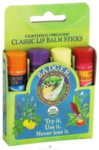Son Badger - Certified Organic Classic Lip Balm Variety Pack - 4 x 0.15 oz.