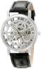 ShoppeWatch Mens Mechanical Skeleton Watch Hand Wind Up Silver Dial Black Leather Strap MW-07