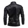 Jeansian Men's Stand-Collar Zipper Pockets Leather Jacket Coat Tops 9309