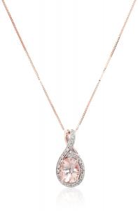 14k Rose Gold Morganite and Diamond (1/10cttw, H-I Color, I2-I3 Clarity) Oval Pendant Necklace, 18"