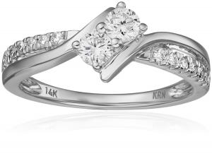 Two Stone Diamond 14k White Gold Ring (1/2cttw, H-I Color, I2 Clarity)