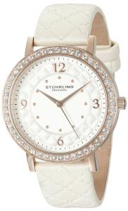 Stuhrling Original Women's 'Audrey 786' Quartz Stainless Steel and White Leather Dress Watch (Model: 786.03)