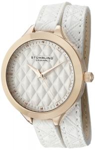 Stuhrling Original Women's 658.03 Vogue Quartz White Wrap Around Leather Strap Watch