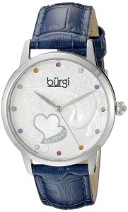 Burgi Women's BUR149 Round Silver Dial Three Hand Quartz Stainless Steel Strap Watch