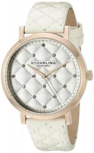 Stuhrling Original Women's 462.04 Audrey Quartz  Swarovski Crystal Rose-Tone Dial Watch with Quilted Leather Band