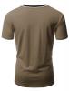 Doublju Mens Short Sleeve Casual Color Blocked V-neck T-shirts