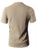 H2H Mens Casual Henley Slim Fit Short Sleeve Waffle Shirts With Bound Pocket
