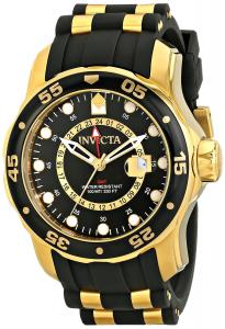 Invicta Men's 6991 Pro Diver Collection GMT 18k Gold-Plated Stainless Steel Watch with Black Band