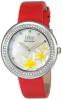 Burgi Women's BUR116RD Diamond-Accented Silver-Tone Watch with Red Satin Band