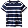 Lacoste Boys' Short Sleeve Striped Jersey V-Neck T-Shirt