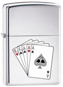 "Full House Poker Hand" Playing Cards Zippo Lighter
