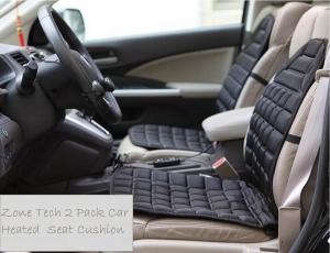 Zone Tech 12V 2 Pack Heated Car Seat Cushion with 1 Integrated Plug Adjustable Temperature Heating Pad Pain Reliever