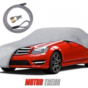 Motor Trend AUTO ARMOR All Weather Proof Universal Fit Car Cover W/ Lock - UV, Water Proof (Gray) (Fits up to 210")