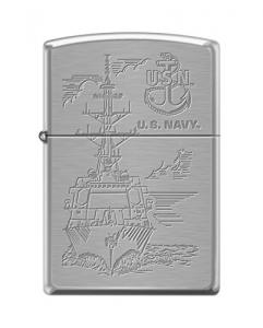 Zippo US Navy Ship Brushed Chrome Pocket Lighter