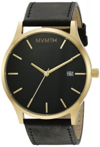 MVMT Watches Gold Case with Black Leather Strap Men's Watch