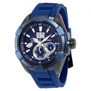 Seiko Kinetic Sapphire Blue Dial Rubber Band Mens Watch SNP121