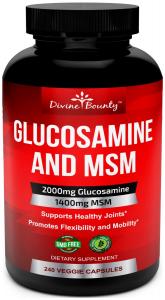 Glucosamine Sulfate Supplement (2000mg per serving) with MSM - 240 Small Vegetarian Capsules - No Shellfish, GMO's or Harmful Additives