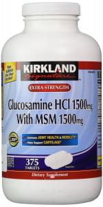 Kirkland Signature Extra Strength Glucosamine HCI 1500mg, With MSM 1500 mg,  375-Count  Tablets