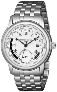 Frederique Constant Men's FC718MC4H6B World Timer Stainless Steel Watch with Link Bracelet