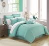 Chic Home 9 Piece Brenton Super Rich Microfiber Stitch Embroidered Comforter, King, Blue