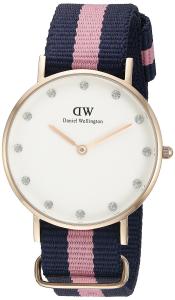 Daniel Wellington Women's 0952DW Classy Winchester Rose Gold-Tone Watch with Pink and Navy Band