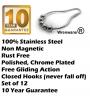 Wrenwane® Shower Curtain Hooks - 100% Stainless Steel, Polished Chrome, Set of 12 Rings