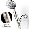 HotelSpa® 7-Setting Ultra-Luxury Handheld Shower-Head with Patented On/Off Pause Switch (Brushed Nickel/Chrome)