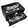 Hộp đựng đồng hồ Ikee Design Deluxe Black Watch Display Case With Key Lock, Clear Glass Top, 20 Watch Holders