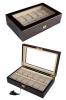 Elegant Wood 12 Compartment Watch Display Case Box with Lock and Key