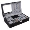 Songmics Black Leather Jewelry Box Watch Organizer Storage Case with Lock & Mirror UJWB41B