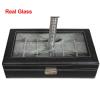 Hộp đựng đồng hồ Songmics 20 Mens Watch Box Black Leather Display Glass Top Jewelry Case Organizer Lockable UJWB006