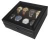 Hộp đựng đồng hồ Sodynee® Deluxe Black Faux Leather Watch Display Case For 8 Watches, Clear Glass Top