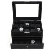 Hộp đựng đồng hồ Songmics Black Leather 20 Watch Box Lockable Jewelry Display Case Organizer with Glass Top Drawer UJWB301