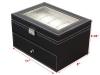 TMS® Black Leather 20 Grid Jewelry Watch Display Organizer Gloss Top Box Case Large