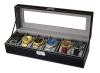 Hộp đựng đồng hồ Sodynee WBPU6-03 6-Compartment, PU Leather Display Glass Top Watch Organizer Box