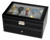 Sodynee® Black Pu Leather 20 Grid Jewelry Watch Display Organizer Gloss Top Box Case Large