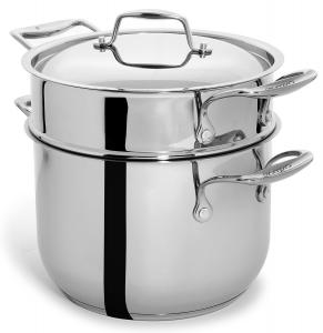 Culina 6 Quart Pot Cookware with Pasta Insert and Lid, 18/10 Heavy Gauge Stainless Steel, Silver, Dishwasher Safe