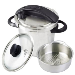 Culina® One-Touch Pressure Cooker. Stovetop, 6 Qt. Stainless Steel With Steamer Basket