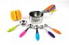 Premium Stainless Steel Measuring Cups and Spoons Stackable Set, 10 Pieces with Bonus 2-Step Knife Sharpener and Recipe eBook. Use Professional Cookware to Measure Food Properly in your Kitchen.