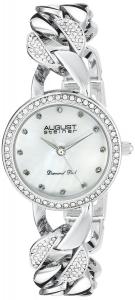 August Steiner Women's AS8190SS  Round White Mother of Pearl Dial Three Hand Quartz Movement Bracelet Watch