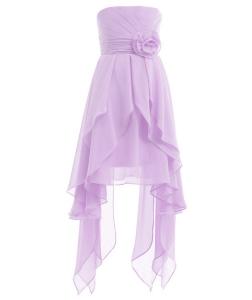 Fairy Couple Girl's Strapless Asymmetric Ruffled Short Flower Girl Dress K0121