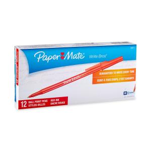 Write Bros. Stick Ballpoint Pens, Medium Point, Red Ink, 12-Pack