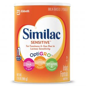 Similac Sensitive Infant Formula with Iron, Powder, One Month Supply (3 Packs of 34.9oz)