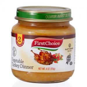 First Choice Baby Food Vegetable Turkey Dinner Stage 2, 12 Pack