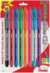 Pentel R.S.V.P. Ballpoint Pen, Medium Point, Assorted Ink Colors, 8 Pack  (BK91CRBP8M)