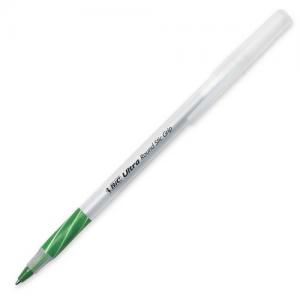 BIC Round Stic Ballpoint Pen - Ink Color: Green - Barrel Color: Frost - 12 / Box