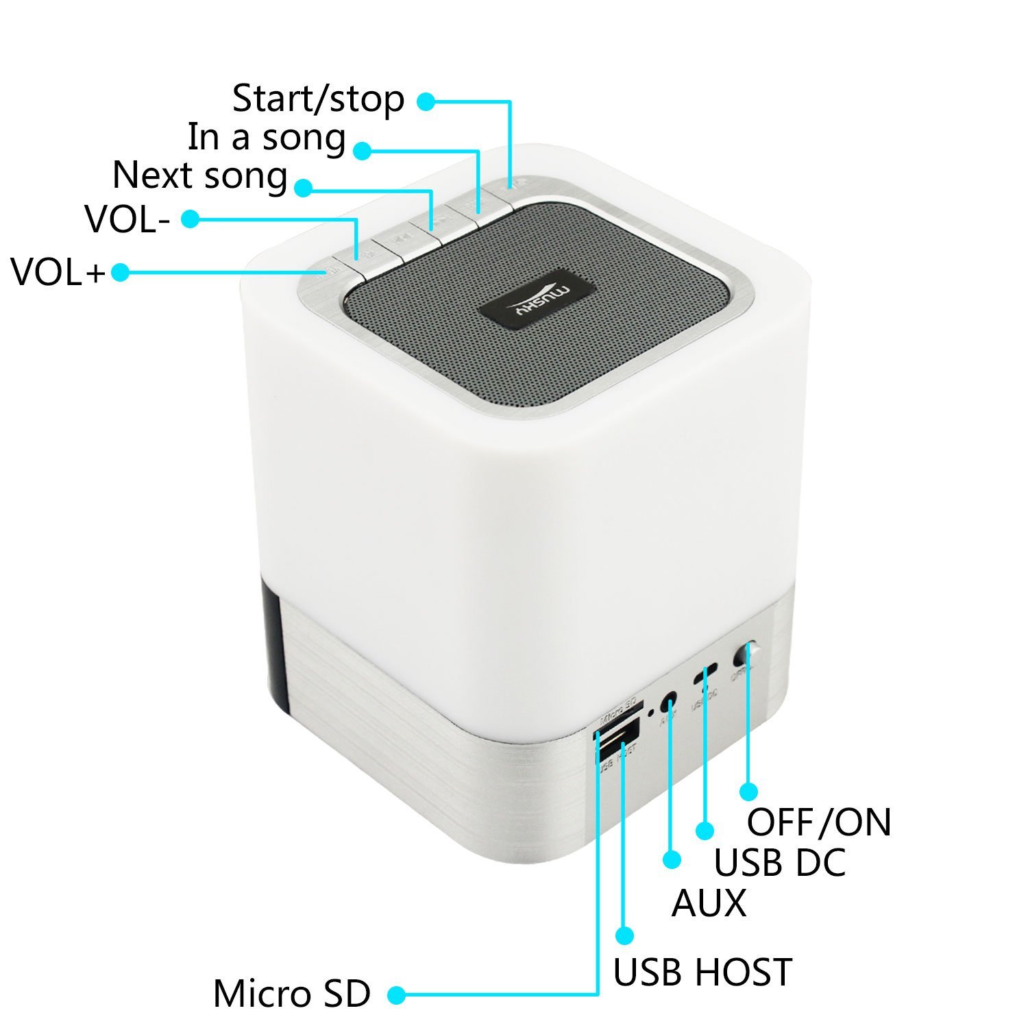 MUSKY Allin1 Portable Wireless Bluetooth Speaker With Touch LED Lamp